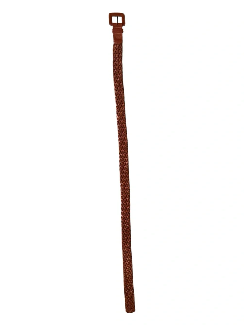Brown Braided Leather Belt with Brass Buckle